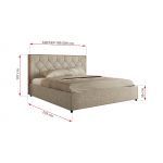 Łóżko tapicerowane LARINO CLASSIC 140x200 - materac multipocket - ciemnobeżowy, struktura