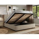 Łóżko tapicerowane LARINO CLASSIC 200x200 - materac multipocket - ciemnobeżowy, struktura