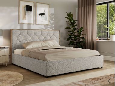 Łóżko tapicerowane LARINO CLASSIC 160x200 - materac pocket - jasnoszary, struktura