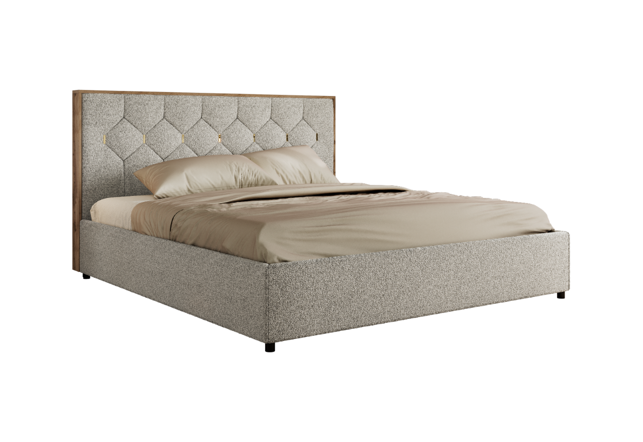 Łóżko tapicerowane LARINO CLASSIC 160x200 - materac pocket - jasnoszary, struktura