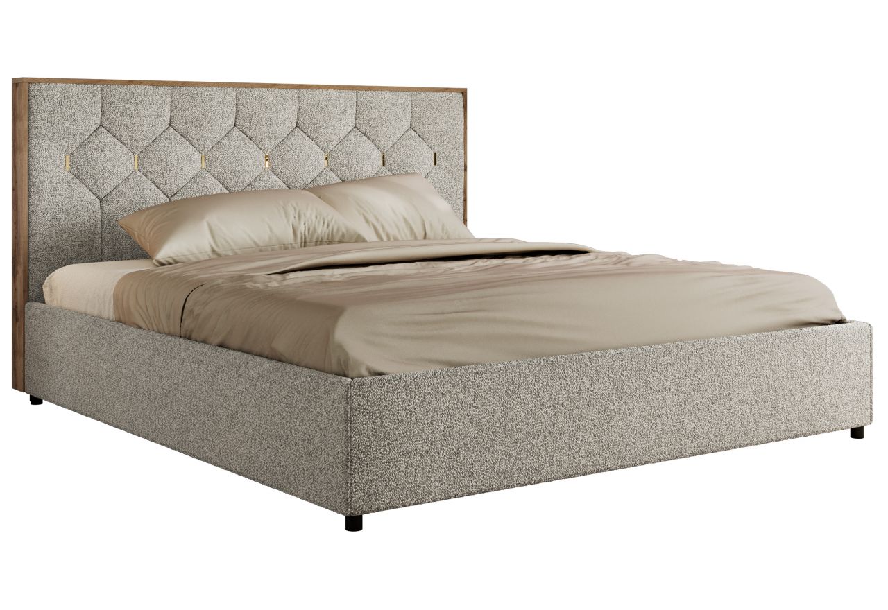 Łóżko tapicerowane LARINO CLASSIC 200x200 - materac pocket - jasnoszary, struktura