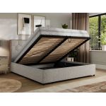 Łóżko tapicerowane LARINO CLASSIC 140x200 - materac multipocket - jasnoszary, struktura