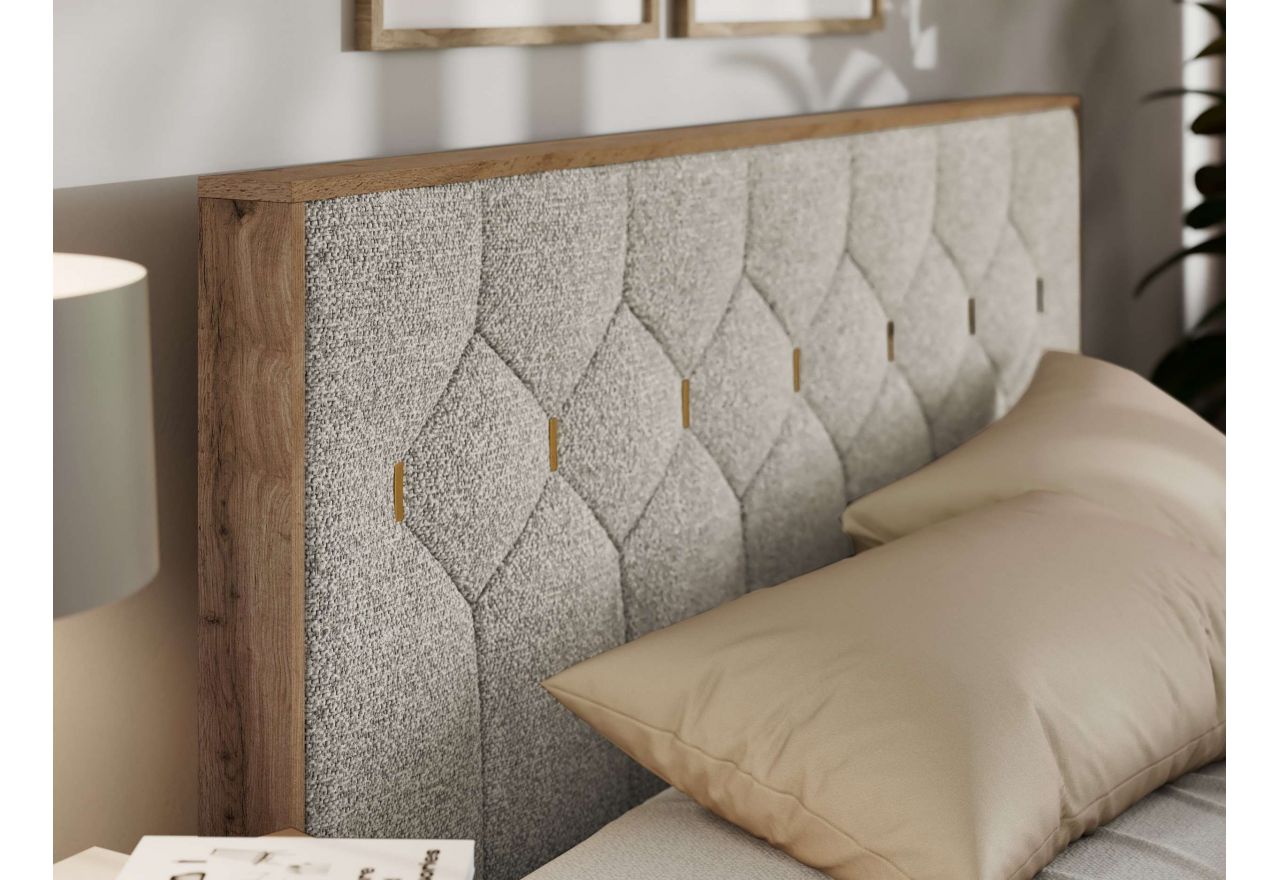 Łóżko tapicerowane LARINO CLASSIC 140x200 - materac multipocket - jasnoszary, struktura