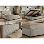 Łóżko tapicerowane LARINO CLASSIC 160x200 - materac multipocket - jasnoszary, struktura