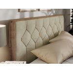 Łóżko tapicerowane LARINO CLASSIC 160x200 - materac piankowy - beżowy, welwet