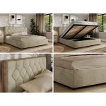 Łóżko tapicerowane LARINO CLASSIC 160x200 - materac pocket - beżowy, welwet