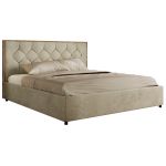 Łóżko tapicerowane LARINO CLASSIC 160x200 - materac pocket - beżowy, welwet