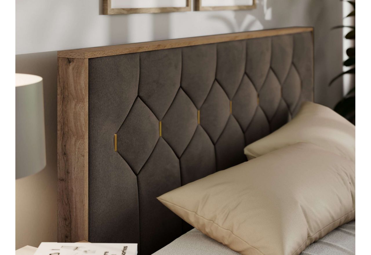 Łóżko tapicerowane LARINO CLASSIC 160x200 - materac piankowy - brązowy, welwet