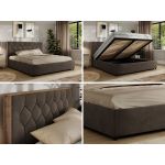 Łóżko tapicerowane LARINO CLASSIC 180x200 - materac pocket - brązowy, welwet