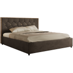 Łóżko tapicerowane LARINO CLASSIC 140x200 - materac multipocket - brązowy, welwet