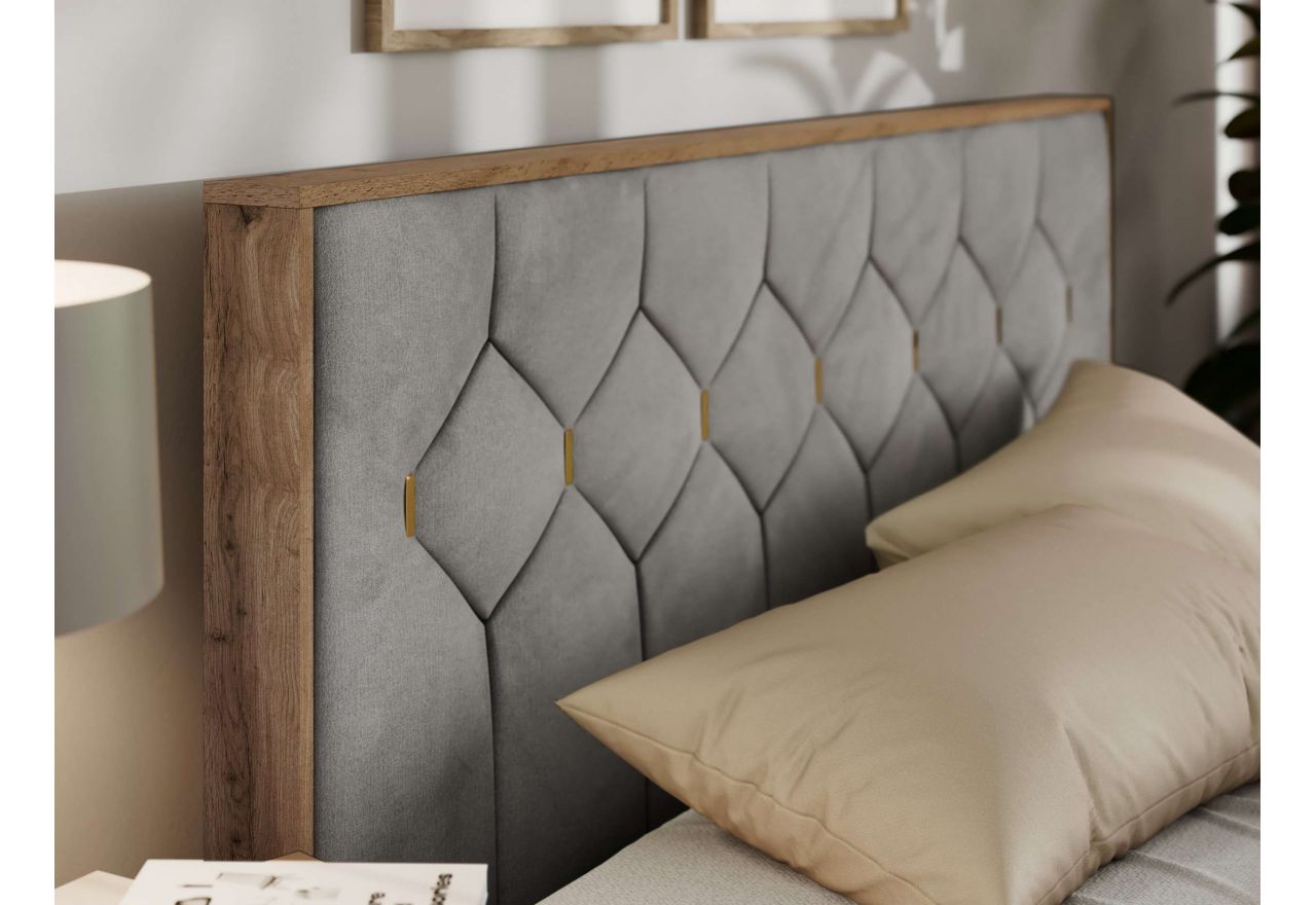 Łóżko tapicerowane LARINO CLASSIC 180x200 - jasnoszary, welwet