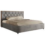 Łóżko tapicerowane LARINO CLASSIC 200x200 - materac piankowy - jasnoszary, welwet