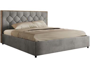 Łóżko tapicerowane LARINO CLASSIC 160x200 - materac pocket - jasnoszary, welwet