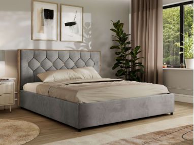 Łóżko tapicerowane LARINO CLASSIC 140x200 - materac multipocket - jasnoszary, welwet