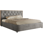 Łóżko tapicerowane LARINO CLASSIC 160x200 - materac multipocket - jasnoszary, welwet