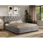 Łóżko tapicerowane LARINO CLASSIC 180x200 - materac multipocket - jasnoszary, welwet
