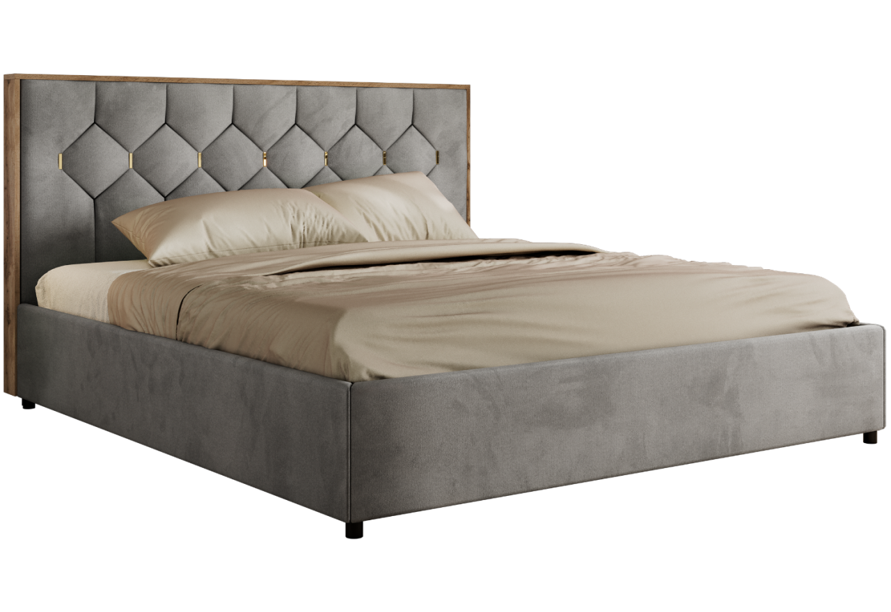 Łóżko tapicerowane LARINO CLASSIC 180x200 - materac multipocket - jasnoszary, welwet
