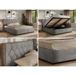 Łóżko tapicerowane LARINO CLASSIC 180x200 - materac multipocket - jasnoszary, welwet