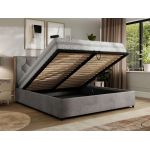 Łóżko tapicerowane LARINO CLASSIC 200x200 - materac multipocket - jasnoszary, welwet
