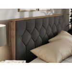 Łóżko tapicerowane LARINO CLASSIC 160x200 - materac piankowy - ciemnoszary, welwet