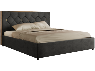 Łóżko tapicerowane LARINO CLASSIC 200x200 - materac pocket - ciemnoszary, welwet