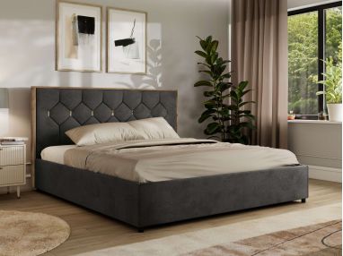 Łóżko tapicerowane LARINO CLASSIC 140x200 - materac multipocket - ciemnoszary, welwet