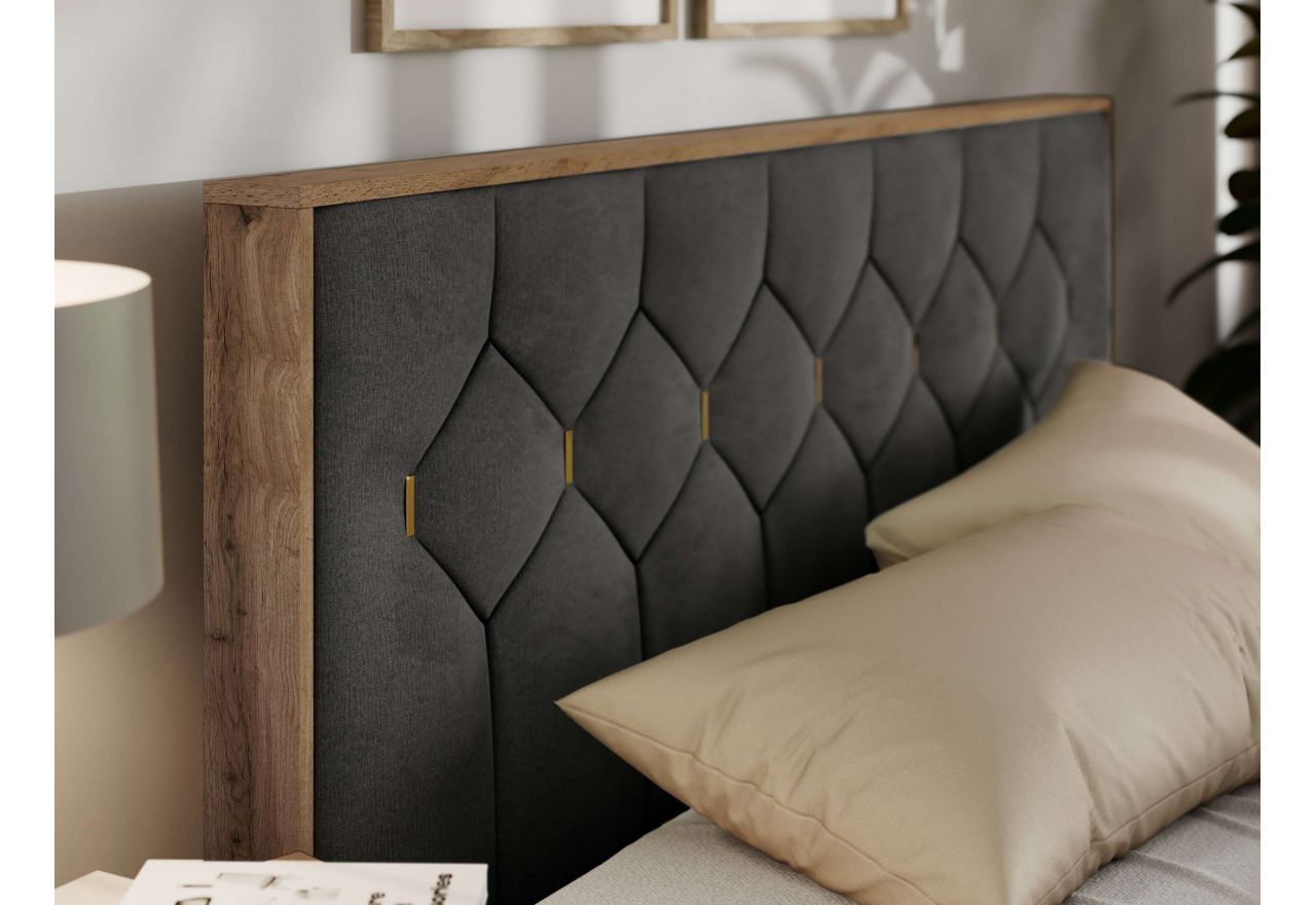 Łóżko tapicerowane LARINO CLASSIC 160x200 - materac multipocket - ciemnoszary, welwet