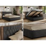 Łóżko tapicerowane LARINO CLASSIC 160x200 - materac multipocket - ciemnoszary, welwet
