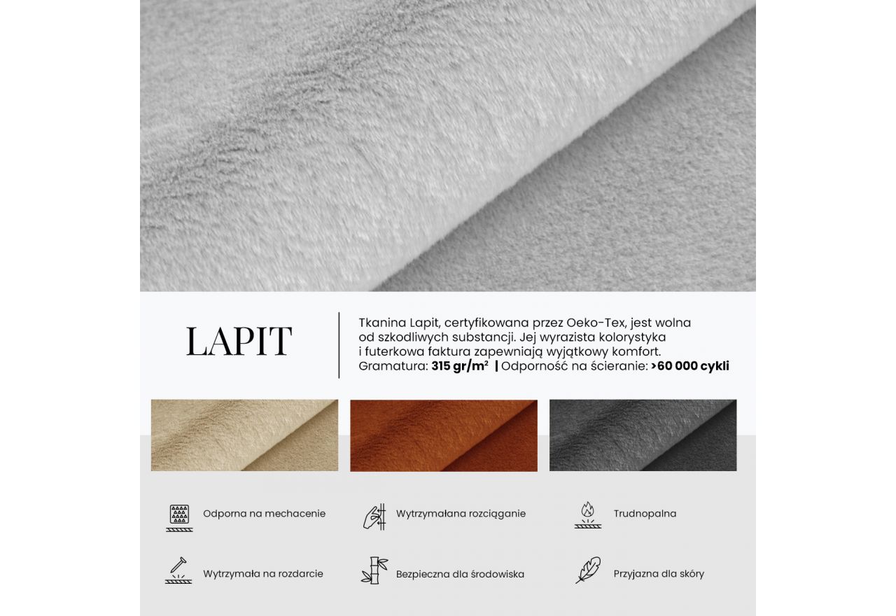 Łóżko tapicerowane LARINO CLASSIC 200x200 - jasnoszary, plusz