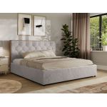 Łóżko tapicerowane LARINO CLASSIC 160x200 - materac piankowy - jasnoszary, plusz