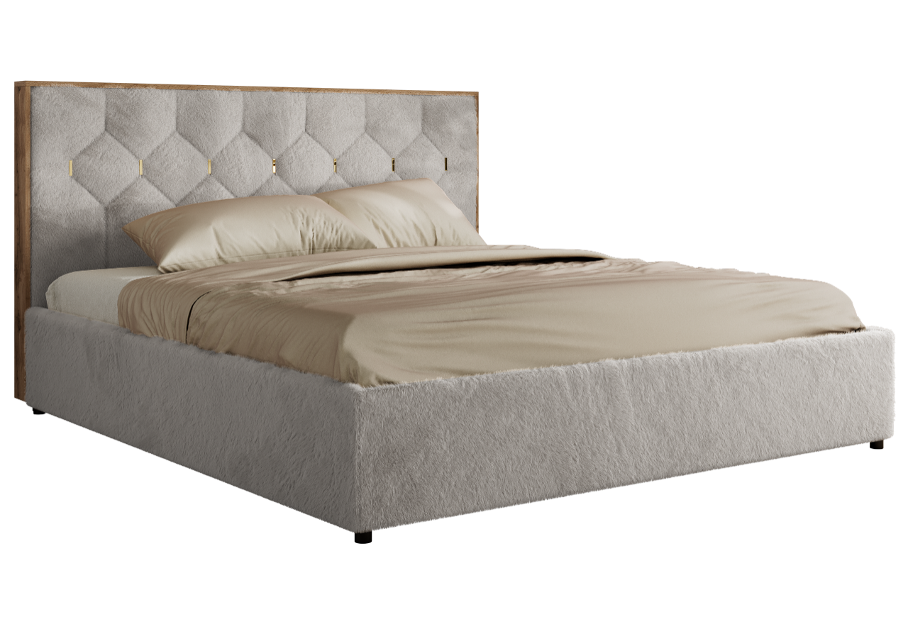 Łóżko tapicerowane LARINO CLASSIC 180x200 - materac piankowy - jasnoszary, plusz