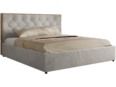 Łóżko tapicerowane LARINO CLASSIC 160x200 - materac pocket - jasnoszary, plusz