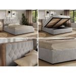 Łóżko tapicerowane LARINO CLASSIC 180x200 - materac pocket - jasnoszary, plusz