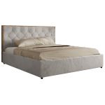 Łóżko tapicerowane LARINO CLASSIC 160x200 - materac multipocket - jasnoszary, plusz