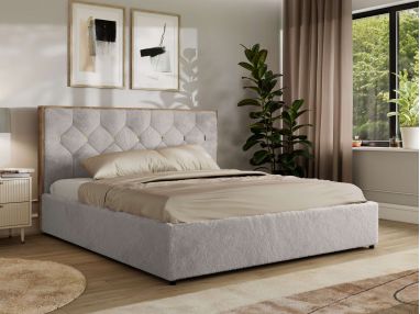 Łóżko tapicerowane LARINO CLASSIC 180x200 - materac multipocket - jasnoszary, plusz