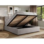 Łóżko tapicerowane LARINO CLASSIC 180x200 - materac multipocket - jasnoszary, plusz