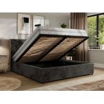 Łóżko tapicerowane LARINO CLASSIC 160x200 - materac pocket - ciemnoszary, plusz