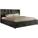 Łóżko tapicerowane LARINO CLASSIC 180x200 - materac pocket - ciemnoszary, plusz