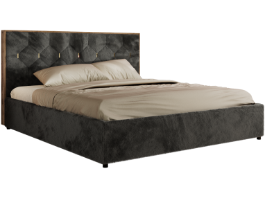 Łóżko tapicerowane LARINO CLASSIC 200x200 - materac pocket - ciemnoszary, plusz