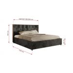 Łóżko tapicerowane LARINO CLASSIC 200x200 - materac pocket - ciemnoszary, plusz