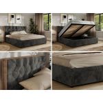 Łóżko tapicerowane LARINO CLASSIC 160x200 - materac multipocket - ciemnoszary, plusz