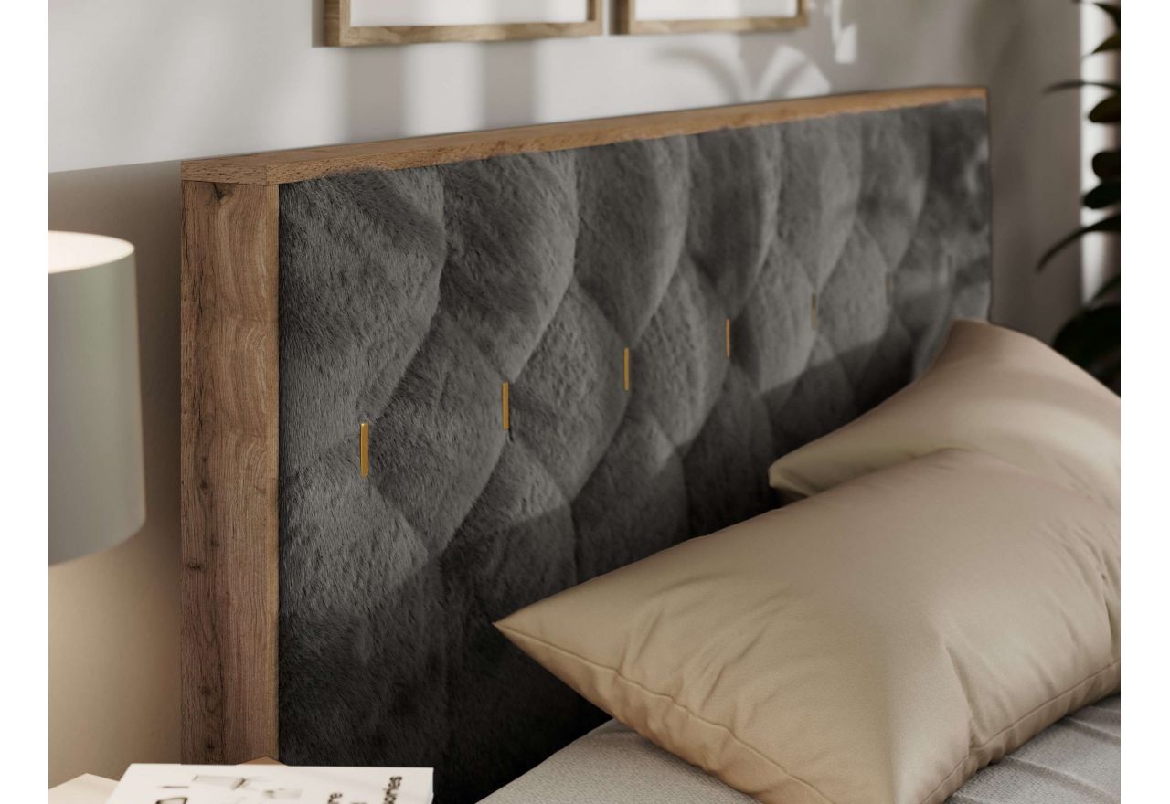 Łóżko tapicerowane LARINO CLASSIC 180x200 - materac multipocket - ciemnoszary, plusz