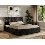 Łóżko tapicerowane LARINO CLASSIC 180x200 - czarny, plusz
