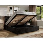 Łóżko tapicerowane LARINO CLASSIC 200x200 - materac pocket - czarny, plusz