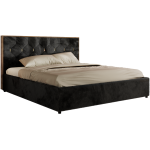 Łóżko tapicerowane LARINO CLASSIC 180x200 - materac multipocket - czarny, plusz