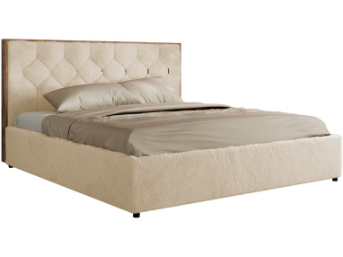 Łóżko tapicerowane LARINO CLASSIC 160x200 - materac piankowy - kremowy, plusz