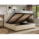 Łóżko tapicerowane LARINO CLASSIC 180x200 - materac piankowy - kremowy, plusz