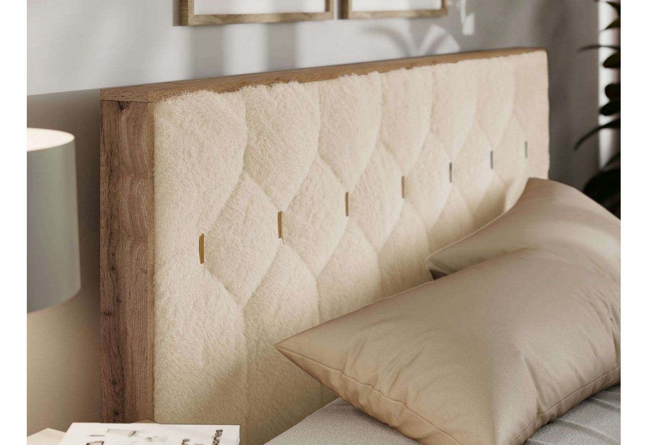 Łóżko tapicerowane LARINO CLASSIC 200x200 - materac piankowy - kremowy, plusz