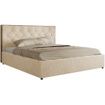 Łóżko tapicerowane LARINO CLASSIC 180x200 - materac pocket - kremowy, plusz