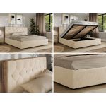Łóżko tapicerowane LARINO CLASSIC 180x200 - materac pocket - kremowy, plusz